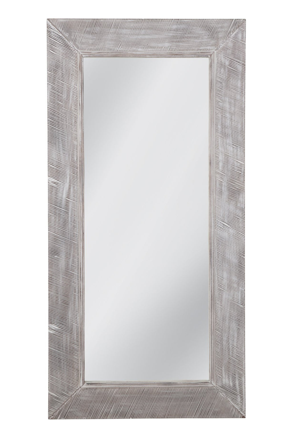 Basset Mirror Baker Floor Mirror - Rustic White-washed Charm With Coastal Elegance For Any Home Decor Space Gray Wood,Mirror Glass M4874