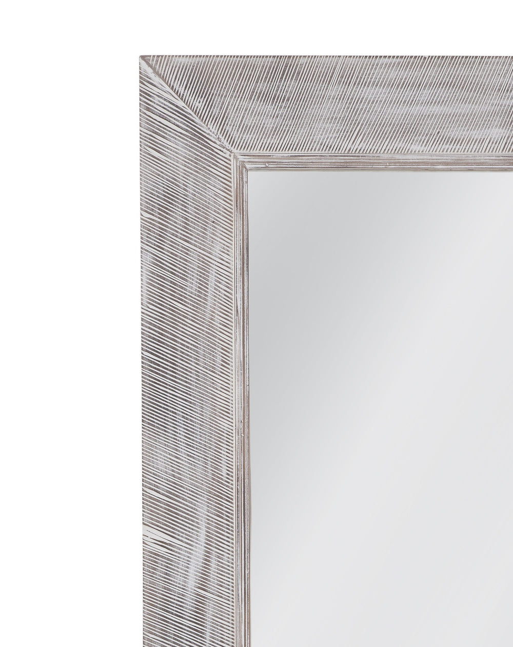 Basset Mirror Baker Floor Mirror - Rustic White-washed Charm With Coastal Elegance For Any Home Decor Space Gray Wood,Mirror Glass M4874