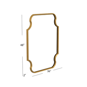 Basset Mirror Lyenda Wall Mirror – Elegant Rectangular Design With Gold Leaf Finish And Unique Curved Edges Gold Wood,Mirror Glass M4875