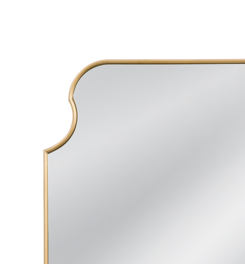 Basset Mirror Lyenda Wall Mirror – Elegant Rectangular Design With Gold Leaf Finish And Unique Curved Edges Gold Wood,Mirror Glass M4875
