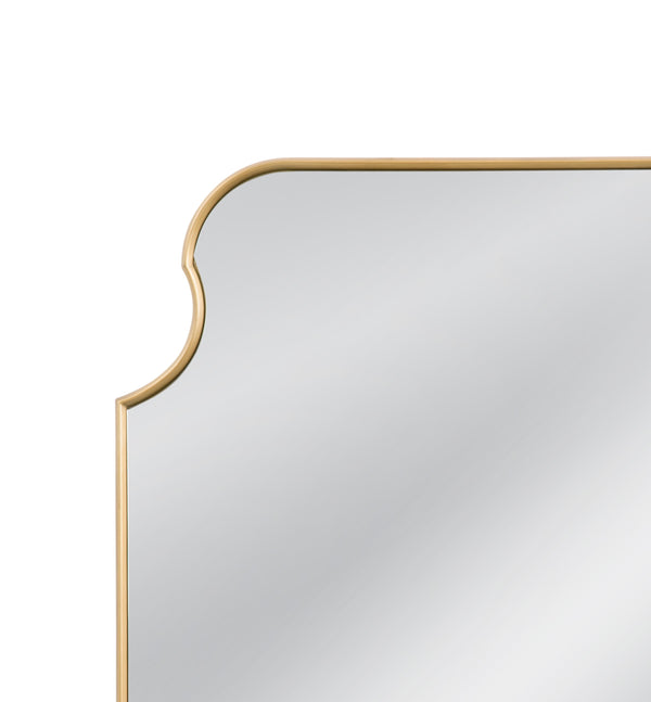 Basset Mirror Lyenda Wall Mirror – Elegant Rectangular Design With Gold Leaf Finish And Unique Curved Edges Gold Wood,Mirror Glass M4875