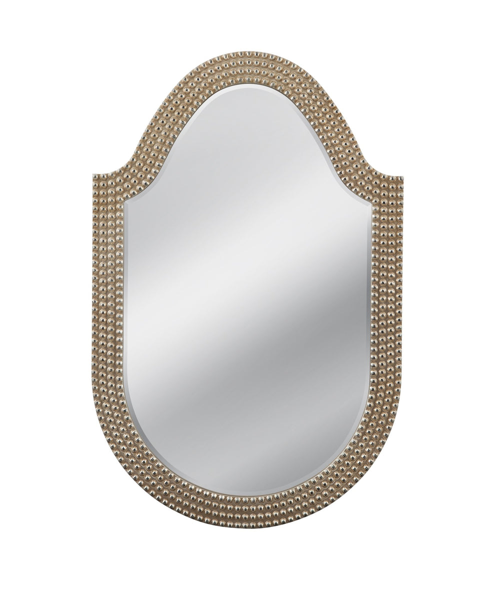 Basset Mirror Shielded Wall Mirror With Antique Silver Frame - Unique Shield Silhouette For Stunning Decor Accent Silver Wood,Mirror Glass M4879