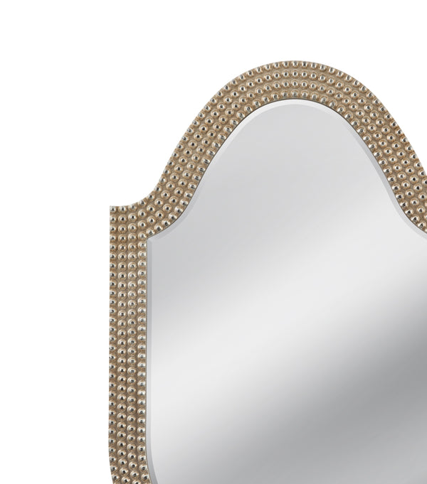 Basset Mirror Shielded Wall Mirror With Antique Silver Frame - Unique Shield Silhouette For Stunning Decor Accent Silver Wood,Mirror Glass M4879