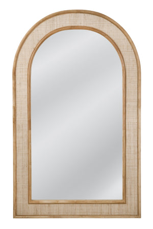 Basset Mirror Anna Floor Mirror - Boho-coastal Arched Design With Natural Rattan Frame For Rustic Elegance Brown Rattan,Mirror Glass M4902