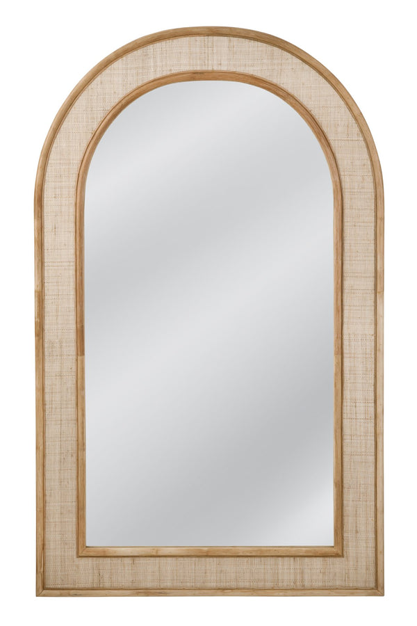 Basset Mirror Anna Floor Mirror - Boho-coastal Arched Design With Natural Rattan Frame For Rustic Elegance Brown Rattan,Mirror Glass M4902