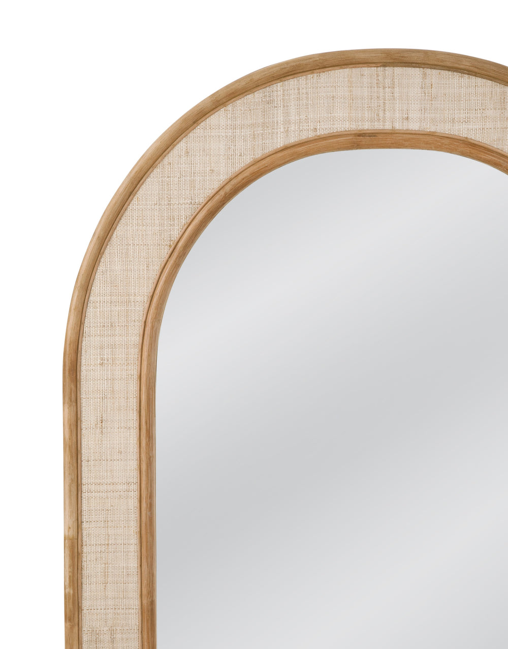 Basset Mirror Anna Floor Mirror - Boho-coastal Arched Design With Natural Rattan Frame For Rustic Elegance Brown Rattan,Mirror Glass M4902