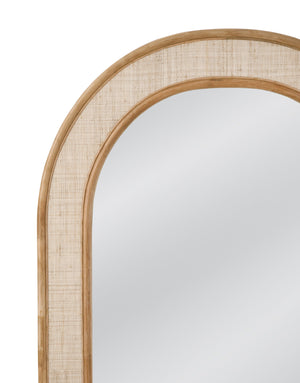 Basset Mirror Anna Floor Mirror - Boho-coastal Arched Design With Natural Rattan Frame For Rustic Elegance Brown Rattan,Mirror Glass M4902