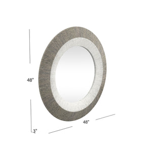 Basset Mirror Koree Wall Mirror: Stunning Round Art Deco Piece With Unique Gray Rope Frame For Elegant Decor Gray Rope,Mirror Glass M4904