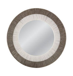 Basset Mirror Koree Wall Mirror: Stunning Round Art Deco Piece With Unique Gray Rope Frame For Elegant Decor Gray Rope,Mirror Glass M4904