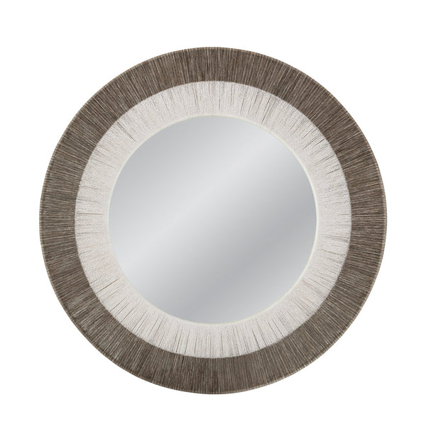 Basset Mirror Koree Wall Mirror: Stunning Round Art Deco Piece With Unique Gray Rope Frame For Elegant Decor Gray Rope,Mirror Glass M4904