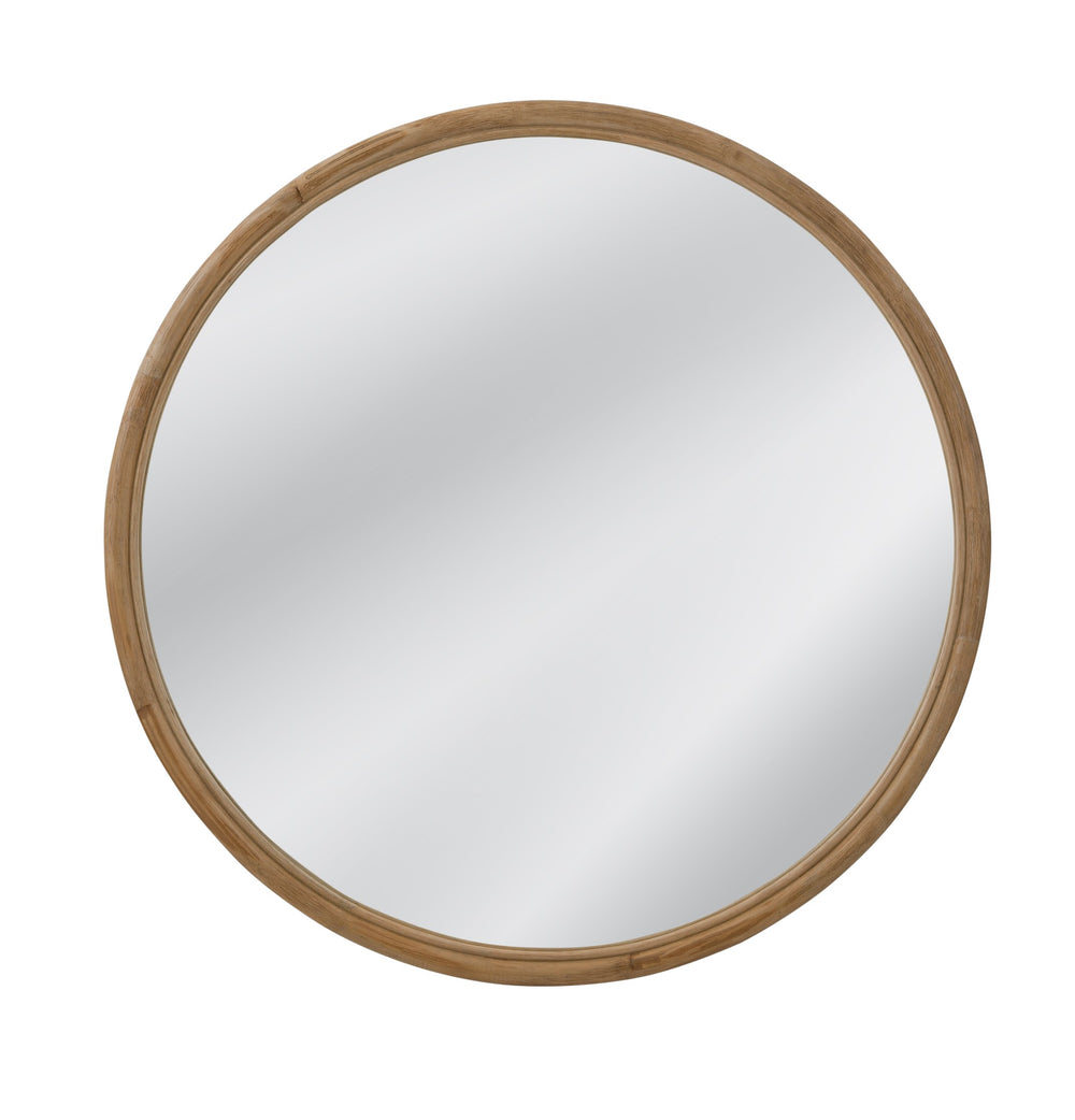 Basset Mirror Certa Round Decorative Wall Mirror With Natural Rattan Frame – Easy Hanging With D-ring Attachments Brown Rattan,Mirror Glass M4910