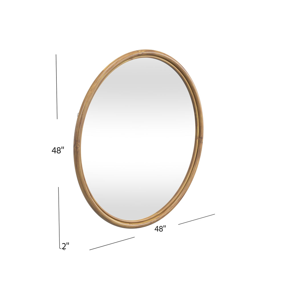 Basset Mirror Certa Round Decorative Wall Mirror With Natural Rattan Frame – Easy Hanging With D-ring Attachments Brown Rattan,Mirror Glass M4910