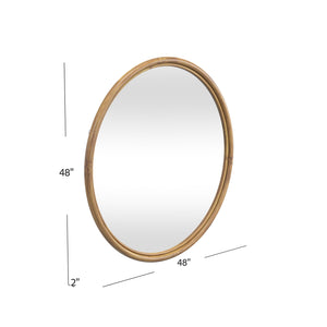 Basset Mirror Certa Round Decorative Wall Mirror With Natural Rattan Frame – Easy Hanging With D-ring Attachments Brown Rattan,Mirror Glass M4910