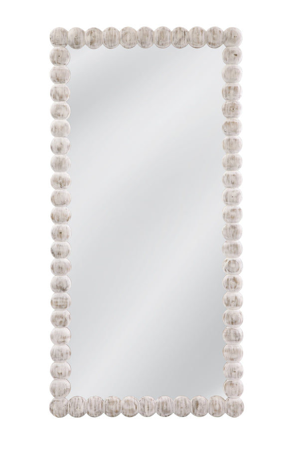 Basset Mirror Mandith Floor Mirror - Rustic Elegance With White-washed Mango Wood Frame For Boho Farmhouse Decor White Wood,Mirror Glass M4914