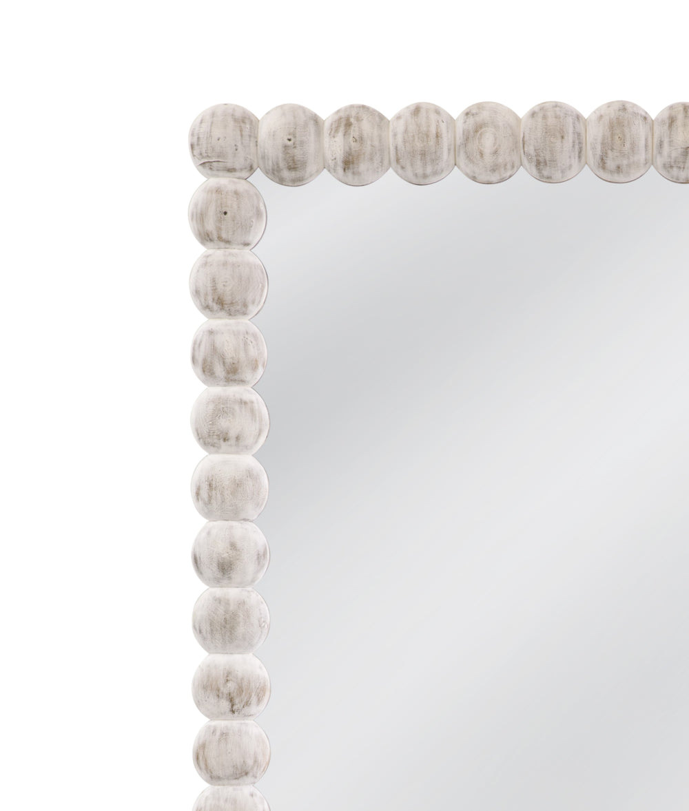 Basset Mirror Mandith Floor Mirror - Rustic Elegance With White-washed Mango Wood Frame For Boho Farmhouse Decor White Wood,Mirror Glass M4914