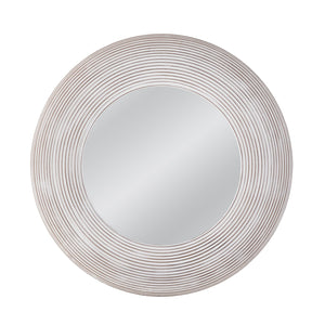 Basset Mirror Spin Wall Mirror - Round Decorative Accent With White Wash Wood Frame, Easy To Hang Design, Chic Style White Wood,Mirror Glass M4919