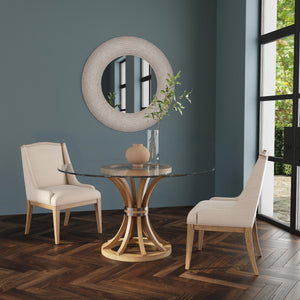 Basset Mirror Spin Wall Mirror - Round Decorative Accent With White Wash Wood Frame, Easy To Hang Design, Chic Style White Wood,Mirror Glass M4919