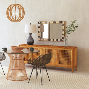 Basset Mirror Season Wall Mirror - Unique Rectangular Design With Bone & Brass Inlay, Gray And Ivory Accents Gray Bone,Mirror Glass M4924