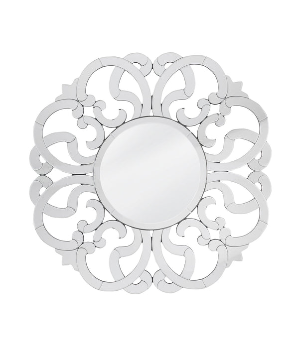 Basset Mirror Adventurine Wall Mirror - Elegant Scrolling Glass Frame, Perfect For Enhancing Any Room's Decor! Silver Mirror,Mirror Glass M4936