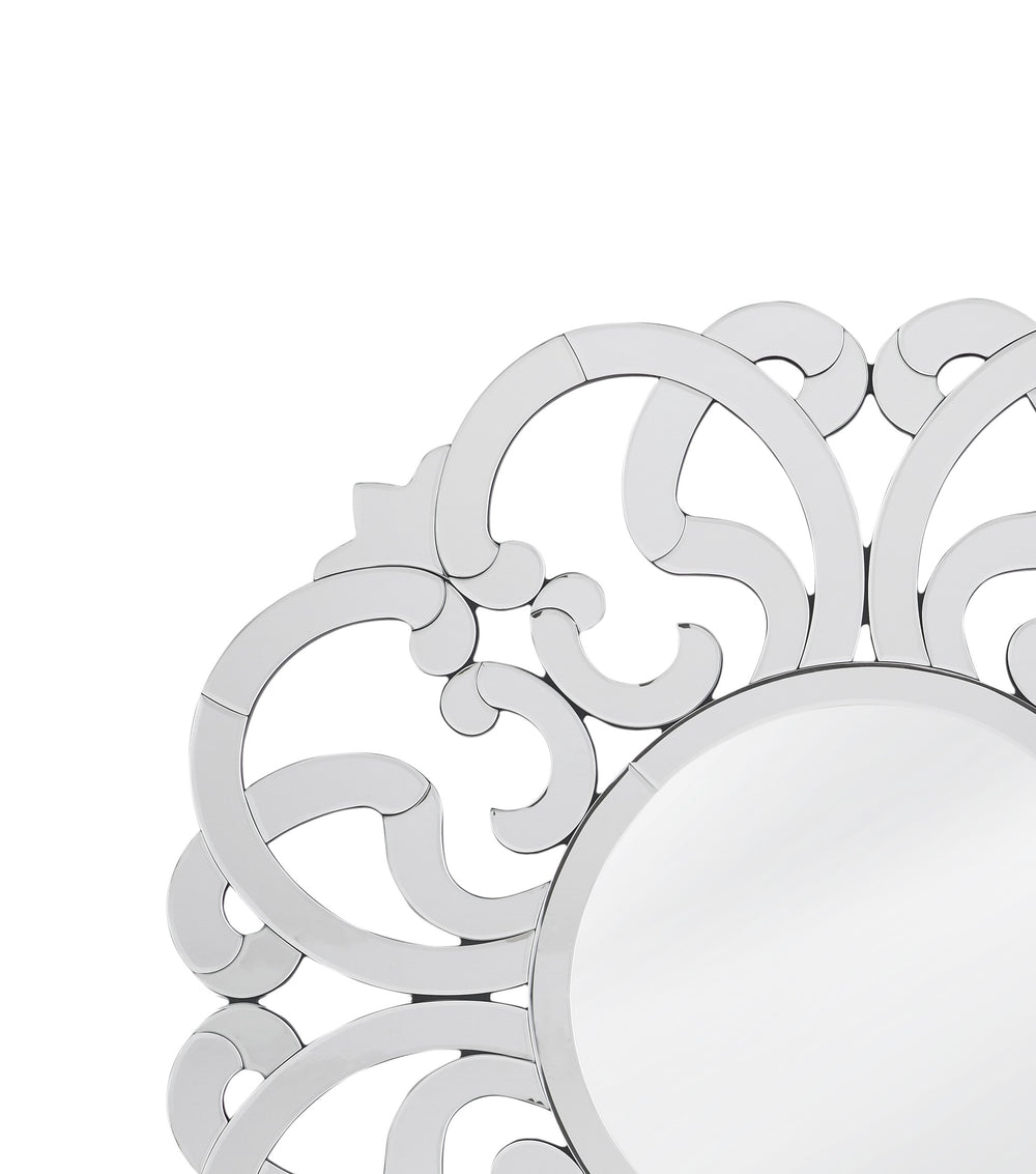 Basset Mirror Adventurine Wall Mirror - Elegant Scrolling Glass Frame, Perfect For Enhancing Any Room's Decor! Silver Mirror,Mirror Glass M4936