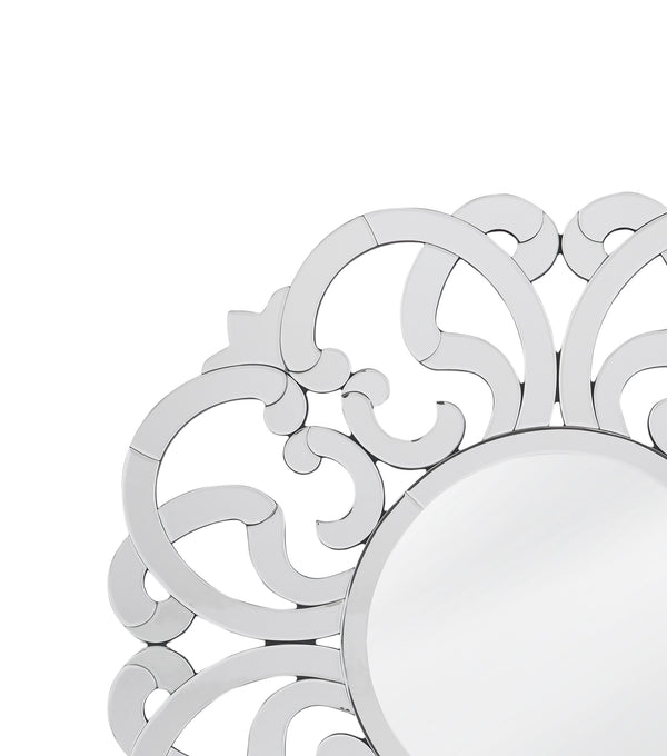 Basset Mirror Adventurine Wall Mirror - Elegant Scrolling Glass Frame, Perfect For Enhancing Any Room's Decor! Silver Mirror,Mirror Glass M4936