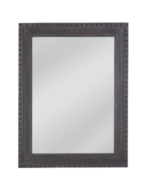 Basset Mirror Shiva Wall Mirror - Elegant Rectangular Design With Rivet Accents For Timeless Farmhouse Charm Gray Wood,Mirror Glass M4939