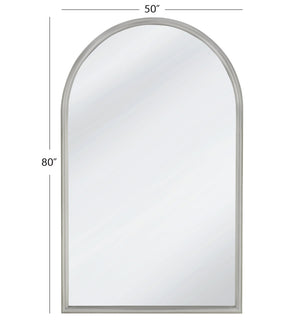Basset Mirror Malia Floor Mirror - Elegant Louis Philippe Style With Arched Top & Silver Leaf Finish For Home Decor Silver Resin,Mirror Glass M4949