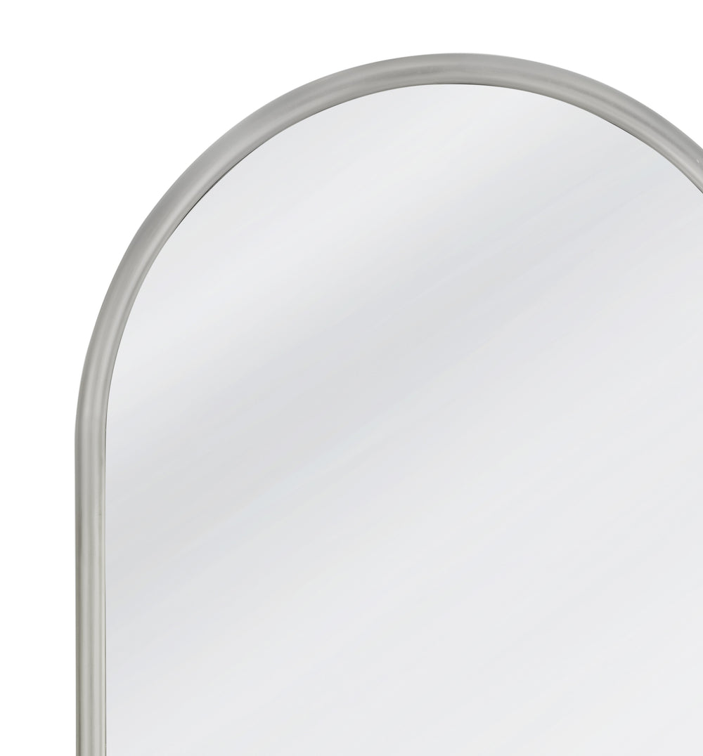 Basset Mirror Malia Floor Mirror - Elegant Louis Philippe Style With Arched Top & Silver Leaf Finish For Home Decor Silver Resin,Mirror Glass M4949