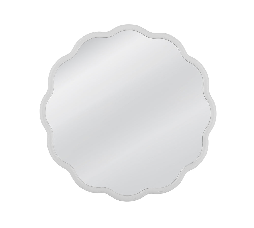Basset Mirror Azalea Wall Mirror - Charming Scalloped Edges In White Lacquer, Modern Accent For Any Room Decor White Resin,Mirror Glass M4952