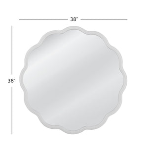 Basset Mirror Azalea Wall Mirror - Charming Scalloped Edges In White Lacquer, Modern Accent For Any Room Decor White Resin,Mirror Glass M4952
