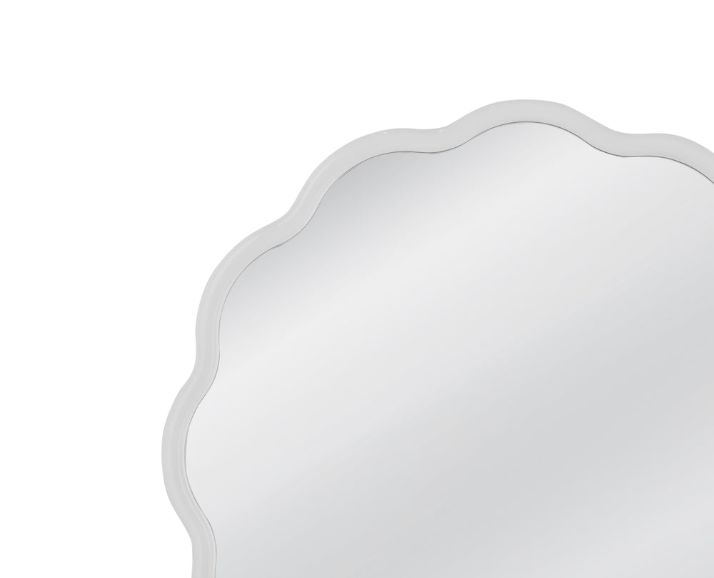 Basset Mirror Azalea Wall Mirror - Charming Scalloped Edges In White Lacquer, Modern Accent For Any Room Decor White Resin,Mirror Glass M4952