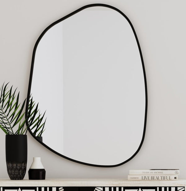 Basset Mirror Karaniya Wall Mirror - Asymmetrical Black Frame Accent To Elevate Your Home Decor In Style Black Wood,Mirror Glass M4953