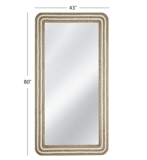 Basset Mirror Kiko Floor Mirror – Coastal-inspired Boho Charm With Natural Rope Frame For Elegant Home Décor White Rope,Mirror Glass M4957