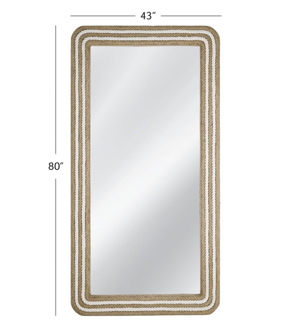 Basset Mirror Kiko Floor Mirror – Coastal-inspired Boho Charm With Natural Rope Frame For Elegant Home Décor White Rope,Mirror Glass M4957