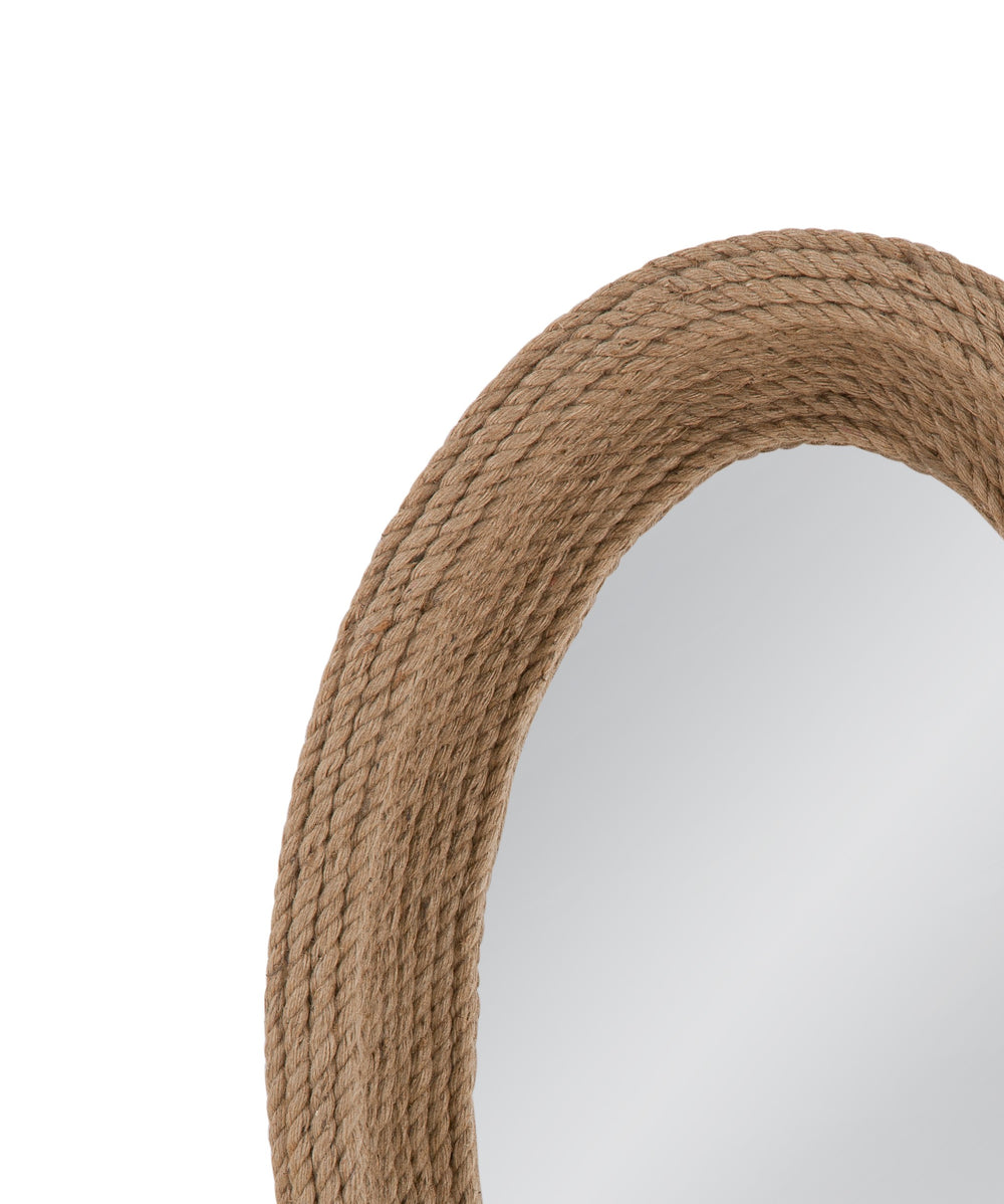 Basset Mirror Regatta Oval Wall Mirror - Natural Jute Rope Frame With Coastal Charm For Timeless Home Decor Brown Rope,Mirror Glass M4961