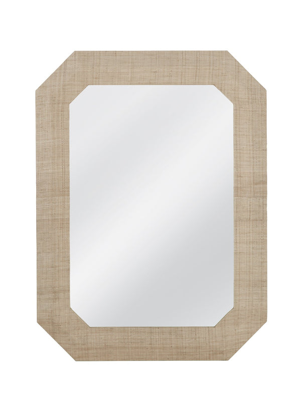 Basset Mirror Shashi Wall Mirror - Classic Rectangular Design With Raffia Accent For Boho-modern Home Decor Brown Wood,Mirror Glass M4976