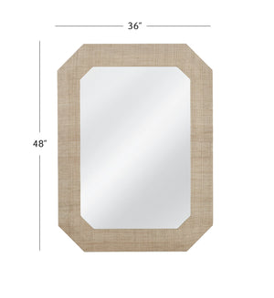 Basset Mirror Shashi Wall Mirror - Classic Rectangular Design With Raffia Accent For Boho-modern Home Decor Brown Wood,Mirror Glass M4976