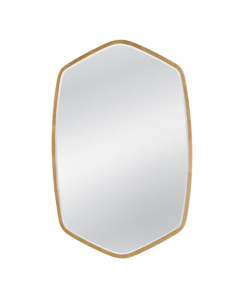 Basset Mirror Chari Wall Mirror - Elegant Gold Leaf Finish With Modern Geometric Design For Chic Home Decor Gold Metal,Mirror Glass M4980