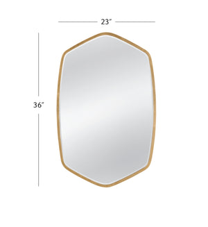 Basset Mirror Chari Wall Mirror - Elegant Gold Leaf Finish With Modern Geometric Design For Chic Home Decor Gold Metal,Mirror Glass M4980