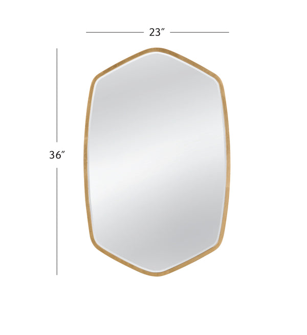 Basset Mirror Chari Wall Mirror - Elegant Gold Leaf Finish With Modern Geometric Design For Chic Home Decor Gold Metal,Mirror Glass M4980