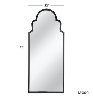 Basset Mirror Van Floor Mirror - Elegant Arched Design With Black Finish, Perfect For Modern & Traditional Spaces Black Resin,Mirror Glass M5000