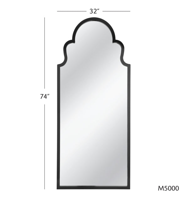 Basset Mirror Van Floor Mirror - Elegant Arched Design With Black Finish, Perfect For Modern & Traditional Spaces Black Resin,Mirror Glass M5000