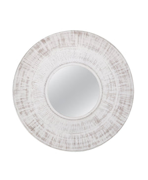 Basset Mirror Ocean Isle Wall Mirror - Coastal Charm With Distressed White Frame For Modern Home Decor Elegance White Wood,Mirror Glass M5015