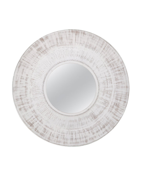 Basset Mirror Ocean Isle Wall Mirror - Coastal Charm With Distressed White Frame For Modern Home Decor Elegance White Wood,Mirror Glass M5015