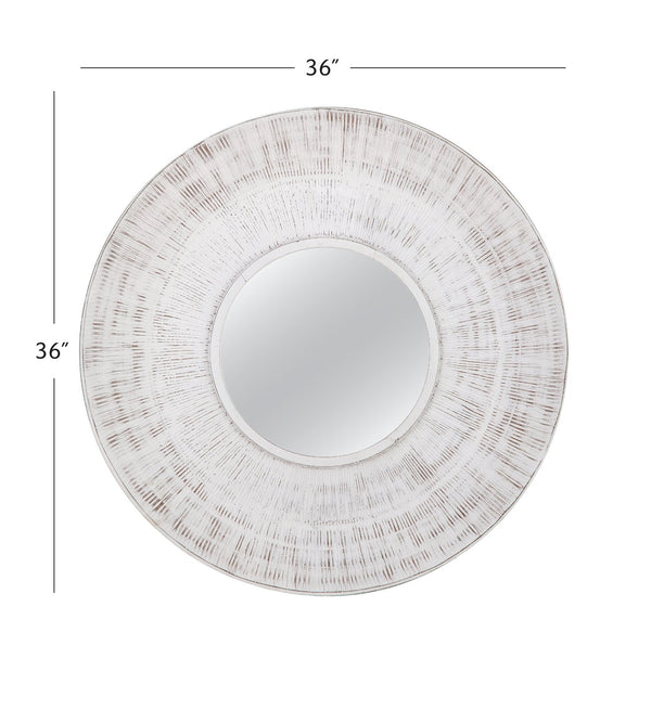 Basset Mirror Ocean Isle Wall Mirror - Coastal Charm With Distressed White Frame For Modern Home Decor Elegance White Wood,Mirror Glass M5015