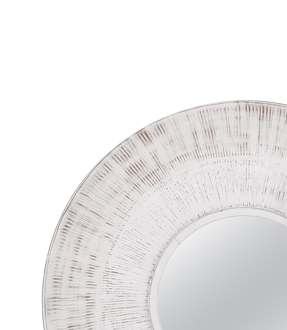 Basset Mirror Ocean Isle Wall Mirror - Coastal Charm With Distressed White Frame For Modern Home Decor Elegance White Wood,Mirror Glass M5015