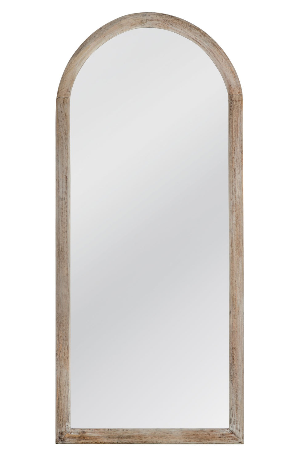 Basset Mirror Bay Floor Mirror - Arched Design With Natural Mango Finish For Coastal-inspired Elegance & Charm Brown Wood,Mirror Glass M5018