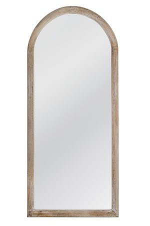 Basset Mirror Bay Floor Mirror - Arched Design With Natural Mango Finish For Coastal-inspired Elegance & Charm Brown Wood,Mirror Glass M5018