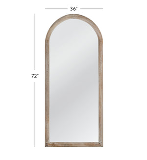 Basset Mirror Bay Floor Mirror - Arched Design With Natural Mango Finish For Coastal-inspired Elegance & Charm Brown Wood,Mirror Glass M5018