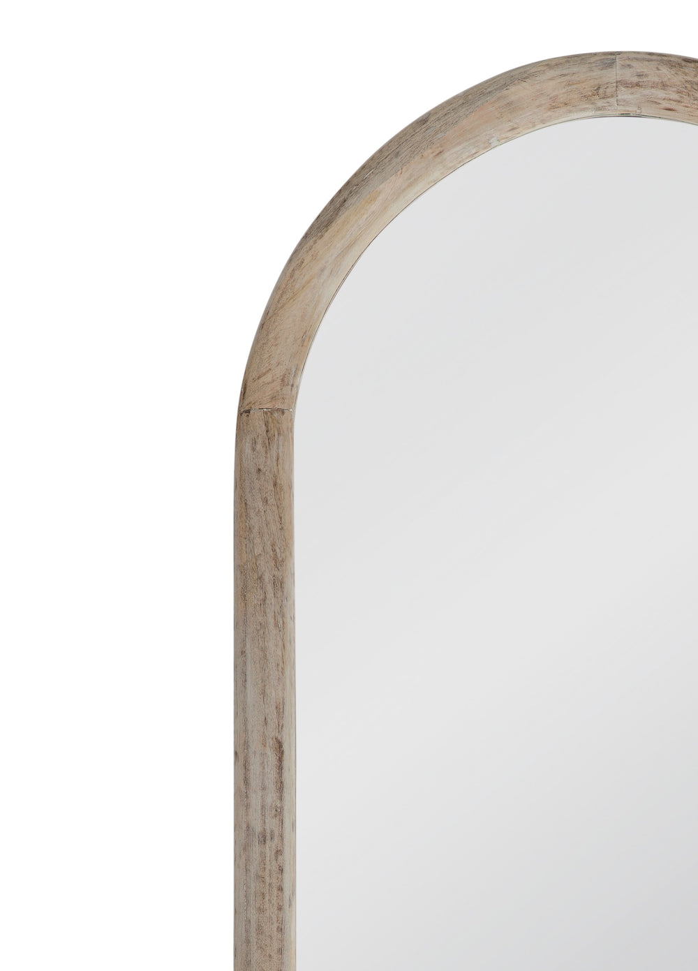 Basset Mirror Bay Floor Mirror - Arched Design With Natural Mango Finish For Coastal-inspired Elegance & Charm Brown Wood,Mirror Glass M5018